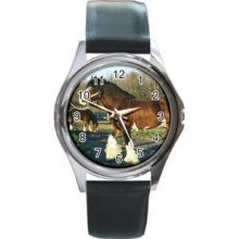 Sabino Clydesdale Horse Round Leather Band Watch