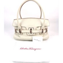 Salvatore Ferragamo Magnolia Leather Shoulder Hand Bag Purse Tote $2,495
