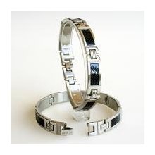 San Design Denmark, Stainless Steel And Carbon Fiber, Bracelet, 8 3/8