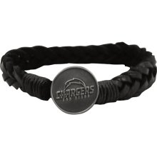 San Diego Chargers Braided Leather Bracelet - Black