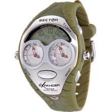 Sector Sports Watch R3251172295 In Collection Street With Digital Display, Green Silver Dial And Strap