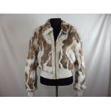 Sexy Beige & White Faux Fur Womens Jacket Short Bolero ( Size M )