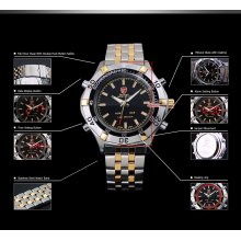 Shark Led Digital 50mm Date Day Men Quartz Stainless Steel Sport Wrist Watch