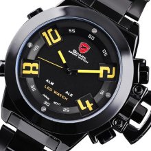 Shark Led Digital Date Day Stainless Steel Men Quartz Wrist Watch Hour 18direct