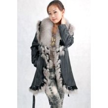 Sheep Leather Coat With Fox Fur Collar