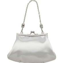 Shiny Satin Crystal Beaded Top Handle Bag White