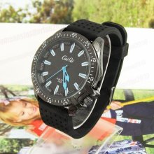 Silicone Rubber Strap Men Boys Tachymetre Sports Wrist Watch Blue Hands M622u