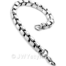 Silver Box Chain Stainless Steel Men Link Bracelet Us39c773