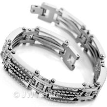 Silver Classic Stainless Steel Men Bangle Bracelet Us39c827