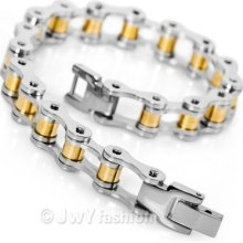 Silver Gold Chain Stainless Steel Men Wrist Chain Bangle Bracelet Xb0022
