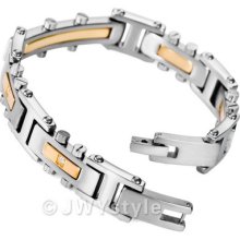 Silver Gold Cz Stainless Steel Men Bangle Bracelet Us39c779
