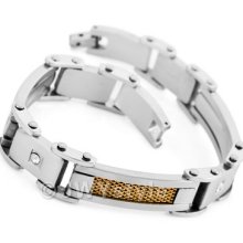 Silver Gold Stainless Steel Men Bangle Bracelet Us39c845