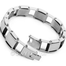 Silver Stainless Steel Men Bangle Bracelet Us39c847