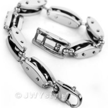Silver Stainless Steel Men Wrist Chain Bangle Bracelet Us39b0018