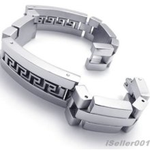 Silver Tone Stainless Steel Men's Bracelet Bangle Us520270