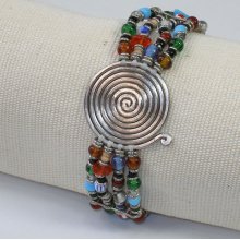Silvertone 'progress' Spiral Beaded Bracelet (kenya)
