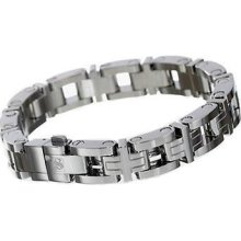 Simmons Jewelry Co 13mm Contemporary Stainless Steel Diamond Bracelet