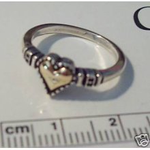 Size 9 14k Gold Heart & Sterling Silver Fancy Ring