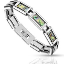 Solid 316l Stainless Steel Abalone Insert Bracelet
