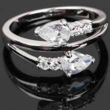 Solitaire Flower Engagement Wedding Ring 18k Wgp Use Swarovski Crystal G237
