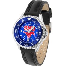 Southern Methodist Mustangs SMU Womens Leather Anochrome Watch