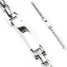 Square Linked Id Stainless Steel Bracelet Wristband K133