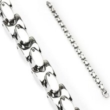 Square Linked Silver Stainless Bracelet Wristband K129