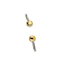 Stainless Cable & Gold Color Ball End Cuff Bracelet