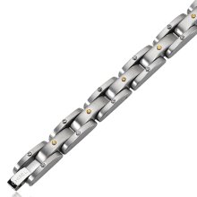 Stainless Steel and 24 Karat Gold Link Bracelet