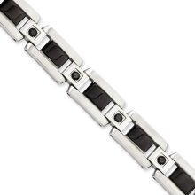 Stainless Steel And Black Diamond 8.75 Inch Bracelet