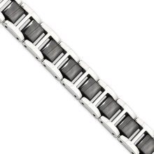 Stainless Steel and Black Ceramic 8 Inch Bracelet