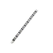 Stainless Steel and Blue Ceramic Fancy Link Bracelet