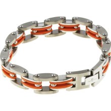 Stainless Steel and Orange Rubber Link Bracelet