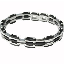 Stainless Steel and Rubber Multi-link Bracelet