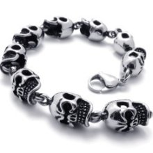 Stainless Steel Angry Skull Bracelet (lobster Clasp)