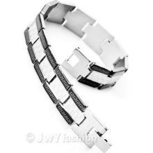 Stainless Steel Bangle Bracelet Cuff Chain Men Silver Black Greek Link Xb0062