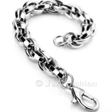 Stainless Steel Bangle Bracelet Chain Men Silver Wrist Link Xb0041