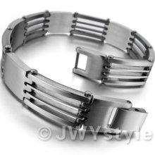 Stainless Steel Bangle Bracelet Cuff Chain Men Silver Link Us39b0225