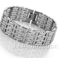 Stainless Steel Bangle Bracelet Men White Wrist Chain Xb0028-2