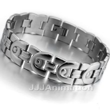 Stainless Steel Bangle Bracelet Chain Men Biker Silver Xb0182