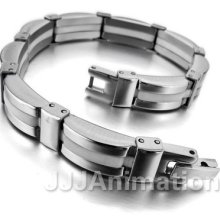 Stainless Steel Bangle Bracelet Cuff Chain Men White Rubber Xb0232-1