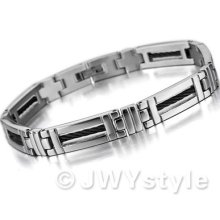 Stainless Steel Bangle Bracelet Cuff Chain Men Silver Black Link Us39b0228