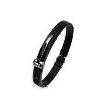 Stainless Steel Black PVC and Plating Hinged Bangle