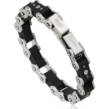 Stainless Steel Black Rubber Bracelet