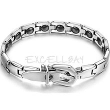 Stainless Steel Bracelet Gs977 Fashion Women 16 Grains Magnetic Therapy E0xc