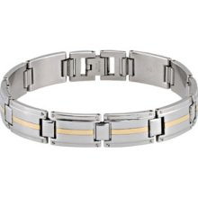 Stainless Steel Bracelet with 10KT Gold Inlay