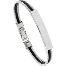Stainless Steel Cable & Rubber Id Bracelet Bss66