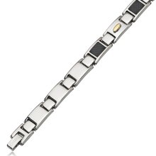 Stainless Steel, Carbon Fiber and 24 Karat Gold Bracelet
