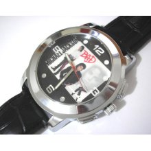 Stainless Steel Case Leather Band Michael Jackson Men's Watch Item 6006
