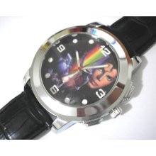 Stainless Steel Case Leather Band Michael Jackson Men's Watch Item 6007